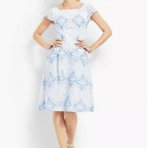 Talbots Blue and White Floral Dress